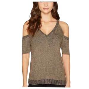 Splendid Surrey Marl Cold Shoulder Pullover Brown Size S